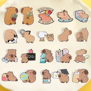 20pcs Cute celebrity pet capybara animal Kapibala metal brooch, clothing accessories, necklaces, exquisite gifts, badges
