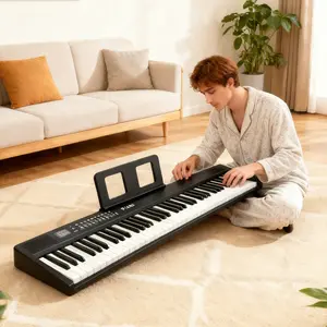 Ktaxon GPP-106 88 Key Folding Digital Piano - Semi-Weighted Standard Keys, Bluetooth & MIDI, Included Handbag & Headphone, White/Black for Piano Lovers