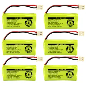 6 Pack BT183342/BT283342 2.4V 600mAh Ni-MH Battery Pack, Compatible with AT&T VTech Cordless Phone Batteries BT166342/BT266342 BT162342/BT262342 CS6709 CS6609 CS6509 CS6409 EL52100 EL50003