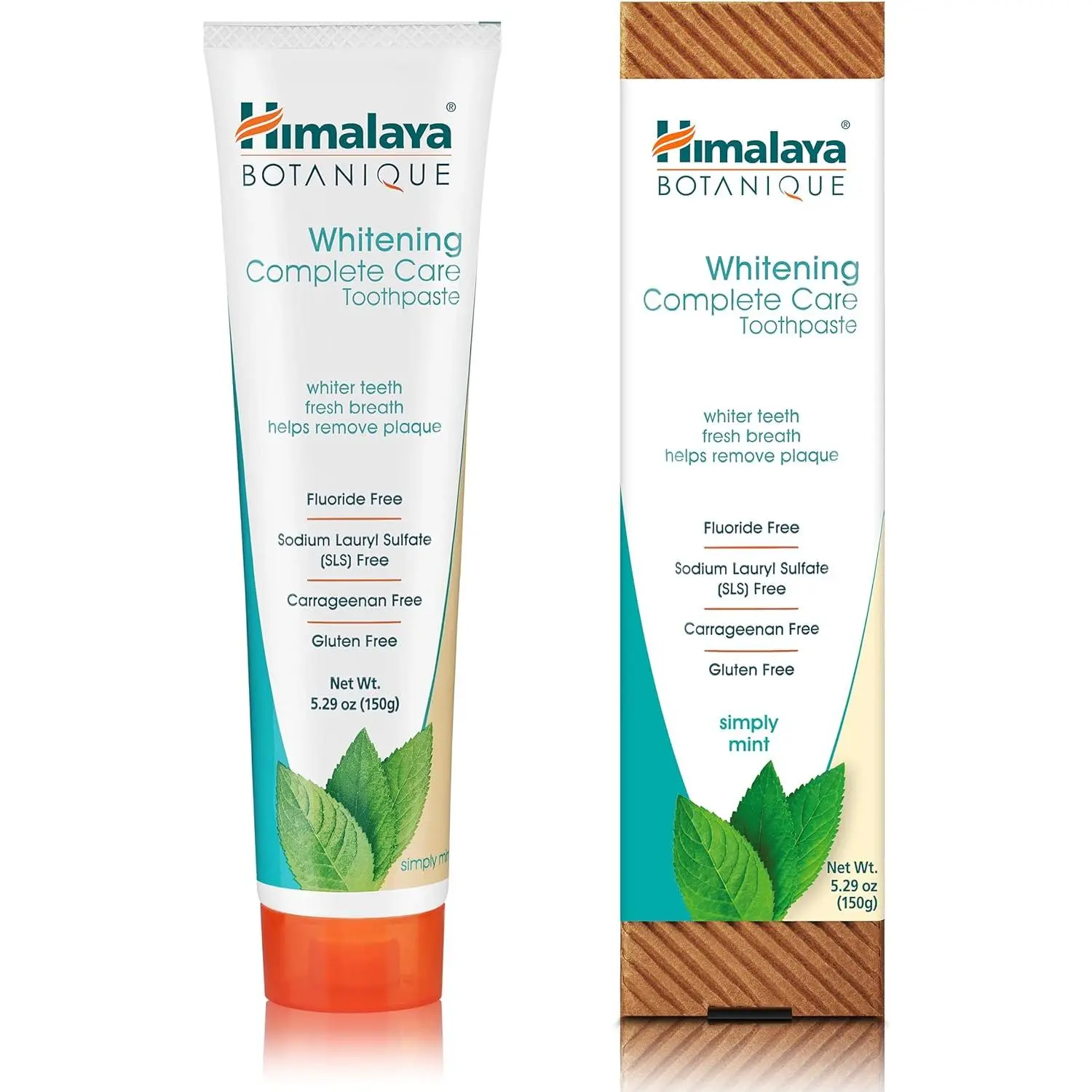Himalaya Botanique Whitening Complete Care Toothpaste, Mint, 5.29 oz,1 Pack | Fluoride Free Toothpaste Supports Teeth Whitening & Fights Plaque - No Artificial Flavors, SLS Free, Cruelty Free