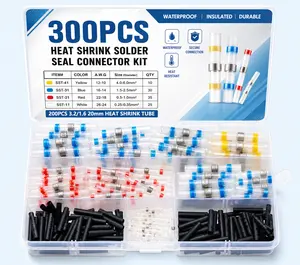 300PCS Solder Seal Wire Connectors - Waterproof Heat Shrink Butt Connectors with Self-Solder Function for Marine, Automotive, Stereo Applications,father'sdaygifts
