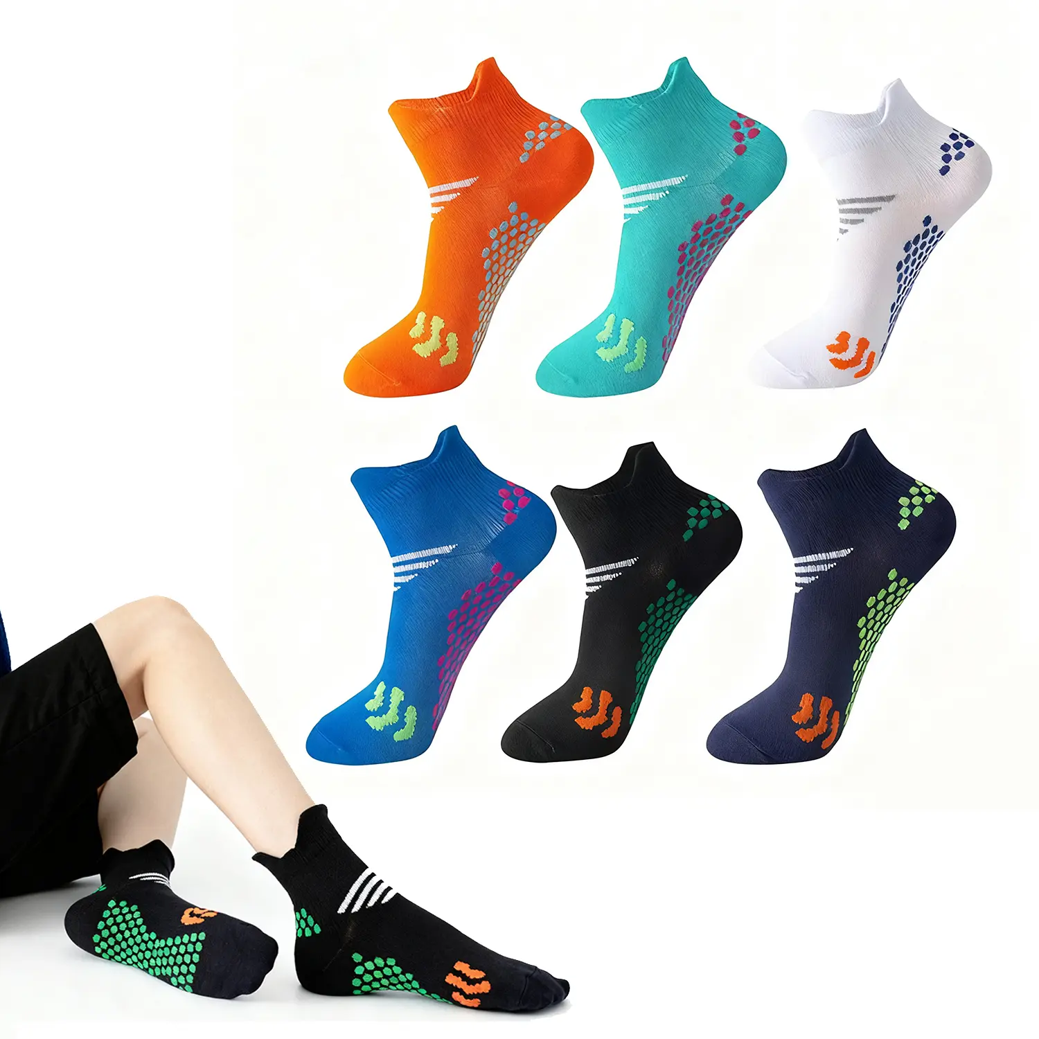 3 Pairs Outdoor Sports Compression Socks - Cushioned Arch,Comfort & Moisture-Wicking | Shock Absorption, Pressurized Support, Premium Cotton | Perfect for Basketball, Running, Hiking, Fitness