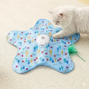 Smart Interactive Cat Toy for Indoor Cats, Automatic Concealed Motion Hiding Game with 3 Speeds, Type-C Rechargeable Moving Feather Teaser