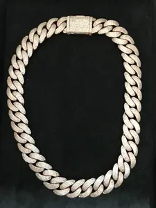 M2-9020 Rose Gold Plated Full Iced Out Cuban Link Chain | Hip Hop Bling Necklace outdoorfun