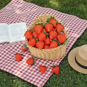 6pcs Realistic Plastic Strawberry Fruit Models, Mini Artificial Strawberries for Photography Props, Floral Arrangement Accessories, DIY Home Decor, Fruit Bouquet Decoration