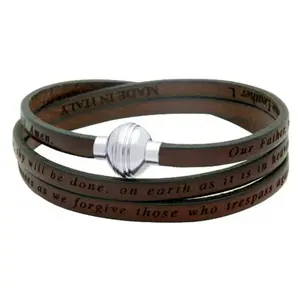 Lord's Prayer Leather Bracelet