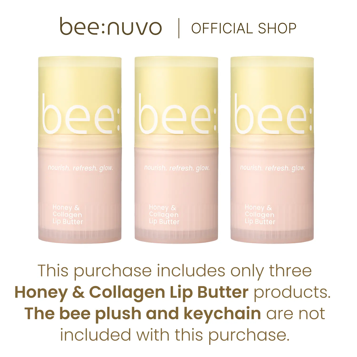 beenuvo Honey & Collagen Lip Butter Trio – 3-Pack Deep Moisture Lip Balm | 13g Each