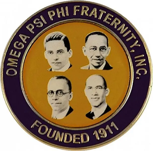 Omega Psi/Ψ Phi Founders Faces Lapel Pin [Gold - 1.125"W] - ID#136587