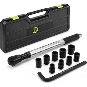 Offset Extension Wrench, 11 count 1/2" Offset Extension Wrench  for Electric Drill with 9  Socket, 1/2" drive handle, Multifunctional Electric Ratchet Wrench, Slim for Tight Spaces