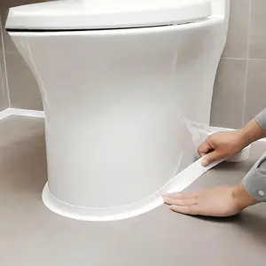 Caulk Tape Self Adhesive, 2 Rolls Waterproof Toilet Caulk Strip, Traditional Caulking Replacement, Caulking Tape for Bathroom, Bathtub, Floor Wall Edge Protector