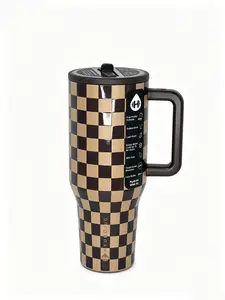 Hydrojug 40oz Coffee Plaid Water Bottle With Handle And Flip Straw - Cup Holder Friendly Leak Proof Insulated Tumbler - Reusable Insulated Stainless Steel With Rubber Base - Ideal Gift For Men