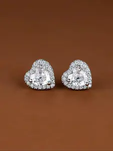 Women's Elegant Glittering Rhinestone Decor Stud Earrings, 1 Pair Trendy Sparkling Heart Design Stud Earrings for Women & Girls, All-match Stylish Jewelry As Gift for Daily & Party Decor