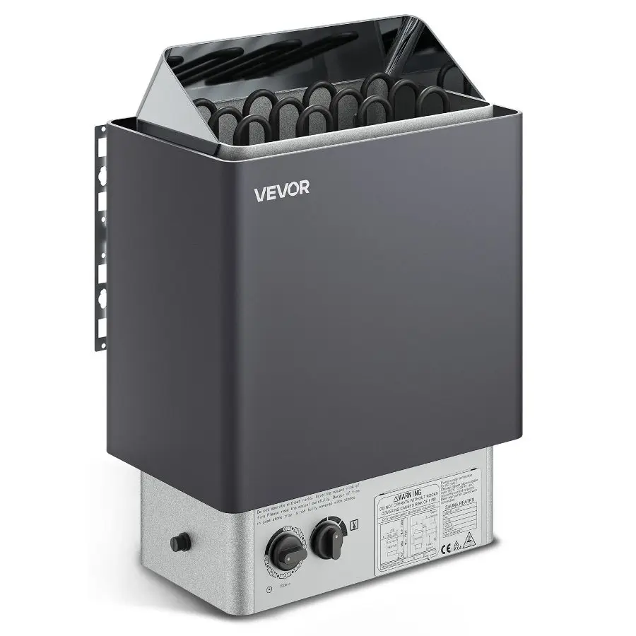 VEVOR Sauna Heater, 6KW 220V Electric Sauna Stove, Steam Bath Sauna Heater with Built-In Controls, 3h Timer and Adjustable Temp for Max. 176-318 Cubic Feet, Home Hotel Spa Shower Use