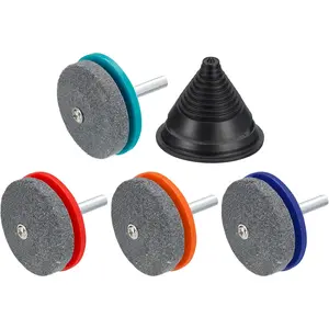 Lawn Mower Blade Sharpener, 4Pcs Layer Corundum Mower Blade Stone with Blade Balancer for Hand