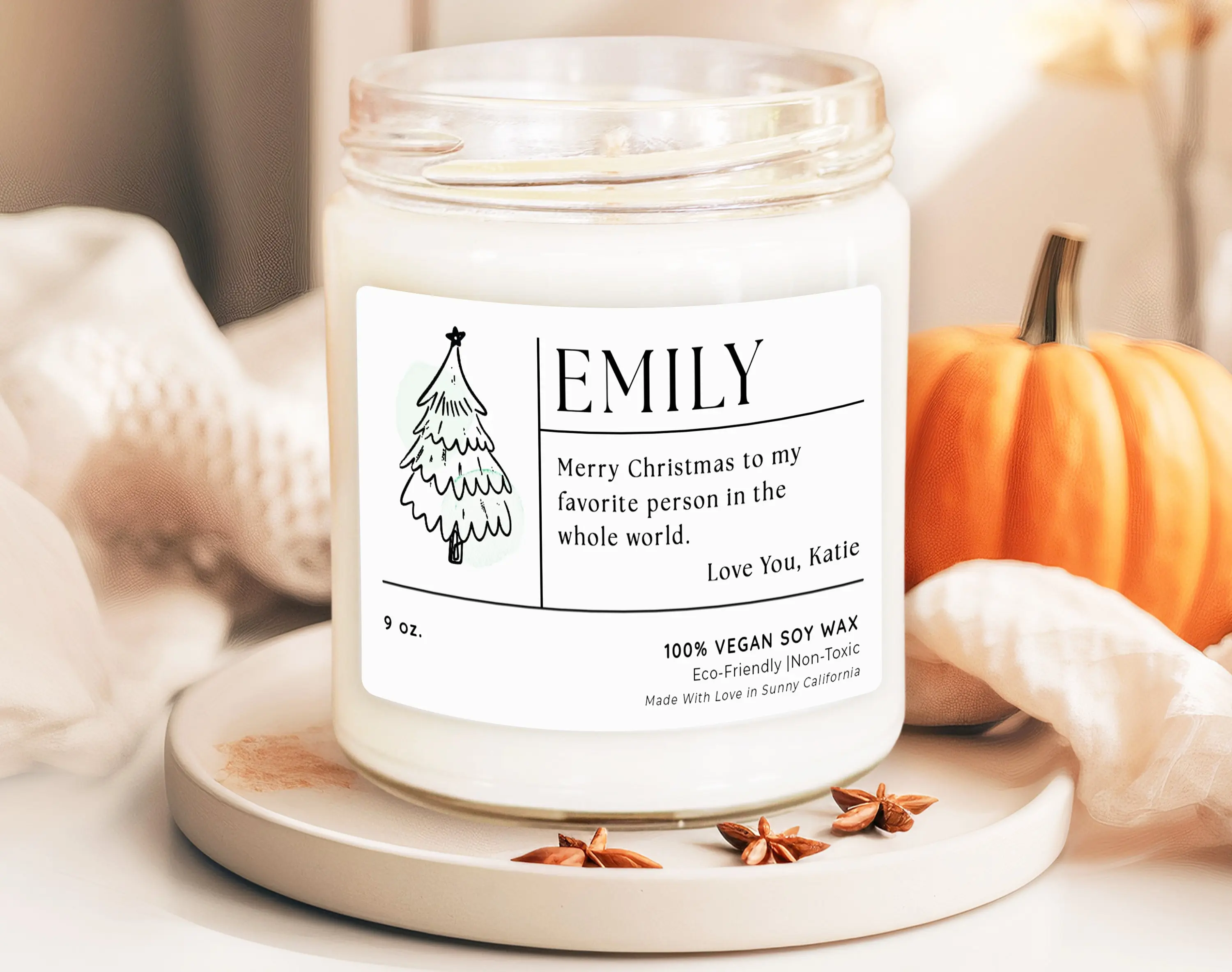 Custom Message Christmas Candles, Personalized Christmas Candle, Custom Name Candle, Holiday Gift, Merry Christmas Candle for Friends