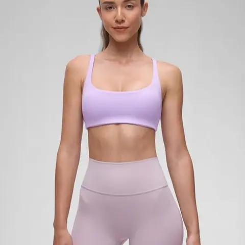 CRZ YOGA Butterluxe Spaghetti Strap Sports Bras for Women - Square Neck Yoga Wireless Bra Padded Cami Crop Top
