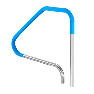 VEVOR Pool Handrail, 46 x 37 inch Pool Railing, Stainless Steel (Pre-built) for Indoor/Outdoor Pools,Swimming Pool Railing for Decks,Rust-Proof Grab Bar with Blue Grip Cover&Accessories for Spas