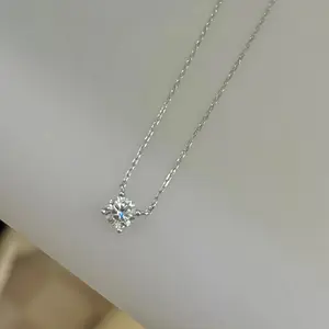 S925 Sterling Silver Solitaire Moissanite Pendant Necklace Dainty Luxury Adjustable Chain