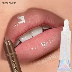 2PCS Velvet Texture Lip Makeup Set - Waterproof Long-Lasting Lip Liner & Gloss Combo with Plant-Based Squalane & Vitamin E, Red Brown Beige Shades, Non-Sticky Lightweight Formula, Full Coverage High Pigment, Moisturizing Lip Care, Lip Liner Pen