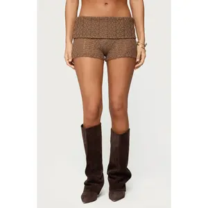 Edikted Women's Rye Sheer Textured Fold Over Shorts