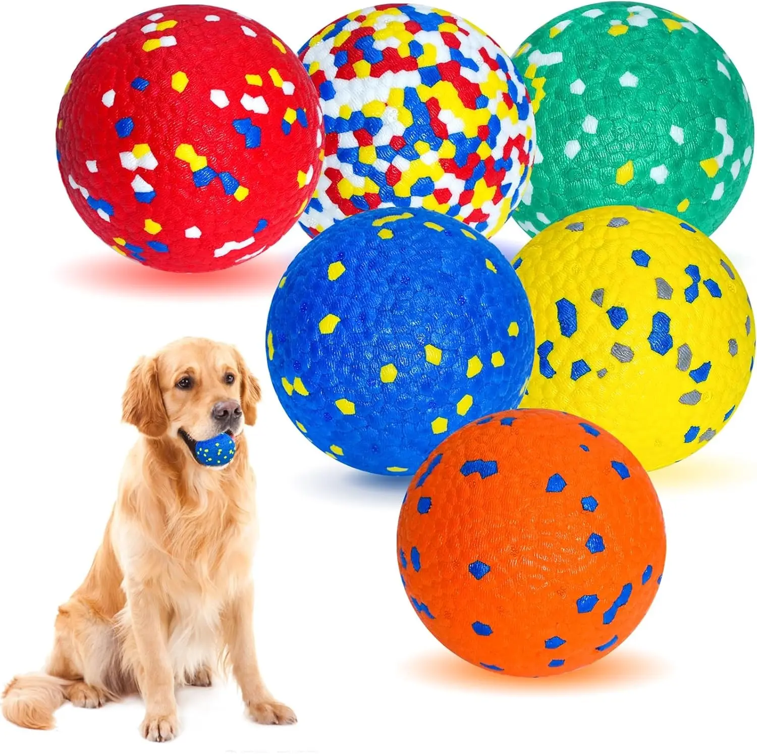 6-Pack ETPU Foam Round Dog Balls for Aggressive Chewers, 2.75 in Indestructible Soft Pet Toys, Bouncy Floats for Fetch & Swim Training, Suitable for Medium-Large Dogs, Gift Option, Round Balls