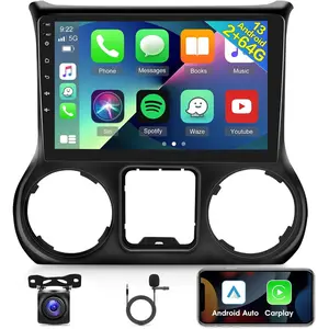 Rimoody 2GB+64GB Android 15 Car Radio for Jeep Wrangler 2015 2016 2017, 10.1 inch Touch Screen Car Play Stereo, Carplay&Android Auto/Wi-Fi/Bluetooth/1080P+AHD Backup Camera+MIC