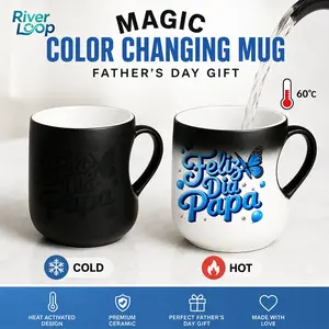 "Feliz Dia Papa" Color Changing Mug | Regalo Para Papá Secret Heat Reveal Magic Coffee Cup, Best Spanish Father's Day Gift for Dad Father in Law from Daughter Son, 11oz Heat Sensitive Ceramic Drinkware