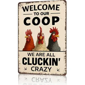 Welcome to Our Coop Cluckin Crazy Chicken Lover Metal Sign 8x12 Aluminum Farm Decor for Chicken Coops Farmhouses or Chicken Content