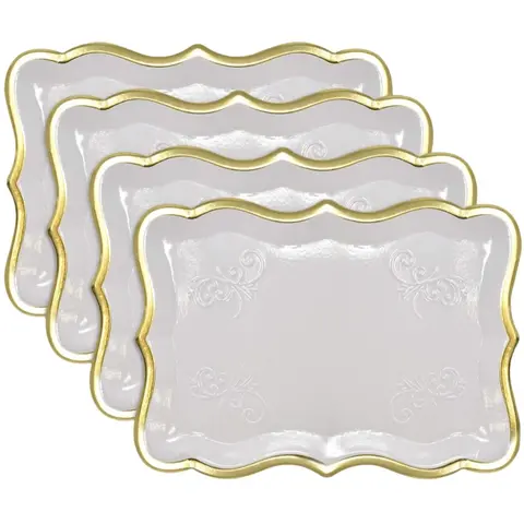 Elegant and Rim Disposable Paper Plates, 10/20pcs 9"x13", Ideal for Baby Shower, Birthday Party, Dessert Display, Party Disposable Tableware