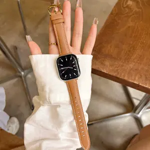 Elegant Leather Watch Band, Buckle, Adjustable Replacement Strap, Fits Apple Watch S11/s10/9/8/7/6/5/4/3, 49mm-38mm