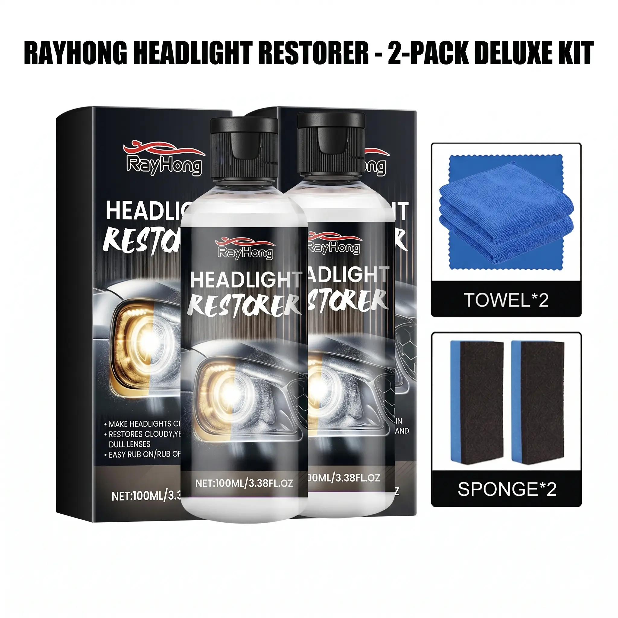 2 Kits - Full Dual Headlight Restoration