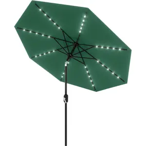 10ft Patio Umbrella with Solar Lights - Outdoor Market Umbrella with Crank & Tilt for Table - Waterproof & UV-Resistant w/ 40 LEDs - Dusk-to-Dawn Sensor for Deck, Pool, Beach