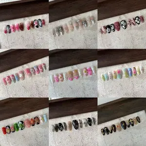 [AUTUMN COLLECTION]HANDMADE PRESS ON NAILS 10PCS/SET 3D FLOWER ALMOND SHORT COFFIN nail file