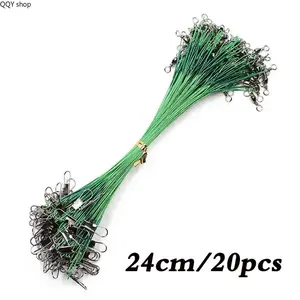 20Pcs Anti Bite Steel Wire Leader Fishing Line, 15CM-30CM Swivel Steel Fishing Leash,fishing bait lures girl Heavy Duty Lead Core Fishing Wire, Durable Anti-Tangle Fishing Tackle Accessories for Saltwater Freshwater Fishing