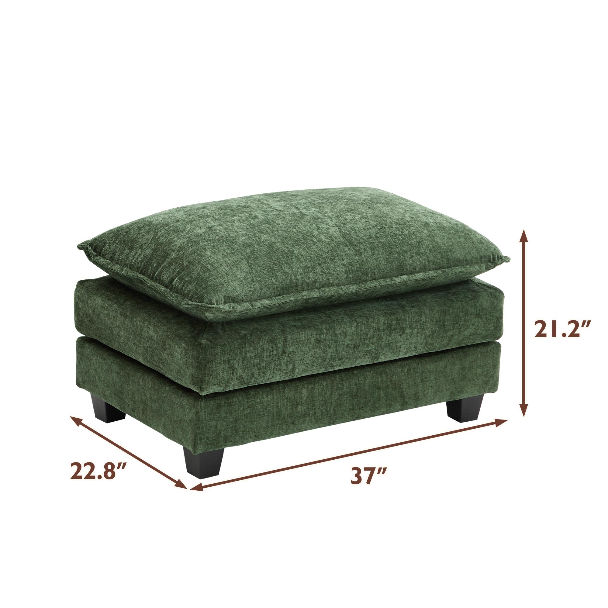GuroMagicSofa 37 x 21.2 x 22.8‘’ Fluffy Modern Chenille Upholstered Lounge Sofa with Footstool – Fits multi-seat living room sofas, includes a movable footstool and one seat cushion, suitable for apartments, bedrooms, and living rooms.