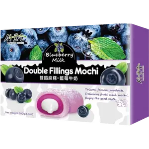 Bamboo House Chewy Mochi Dessert Snack - Double-Filling Blueberry Milk Flavor, 6.3 oz Ambient Snack Cake Pastry