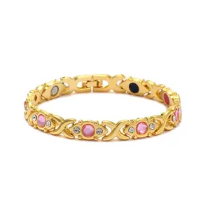 Women's Exquisite Adjustable Slider Bracelet - Non-Natural Crystal, 3500 Gauss Magnetic, Medical Grade Stainless Steel, Adjustable Length, Daily Wear, Rose Gold/Black, Mother's Day Gift for Her, Adjustable Slider Bracelets summerwins