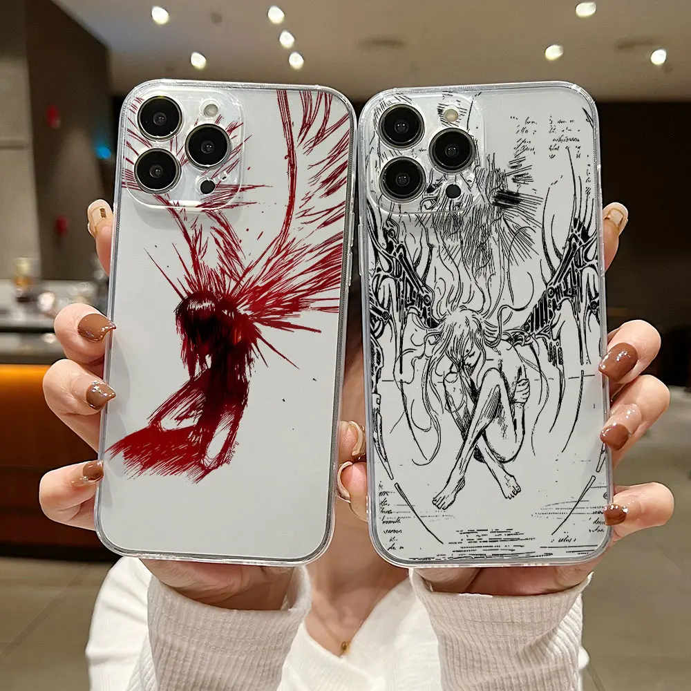 Luxury Black Angel Death Demon Phone Case For iPhone 17 Pro Max Air 16 15 14 13 12 11 Mini Pro Max X XR XSMax 6S 6 7 8 Plus SE20 & Samsung Galaxy S26 Ultra S25 S24 S23 S22 S21 Plus Cover
