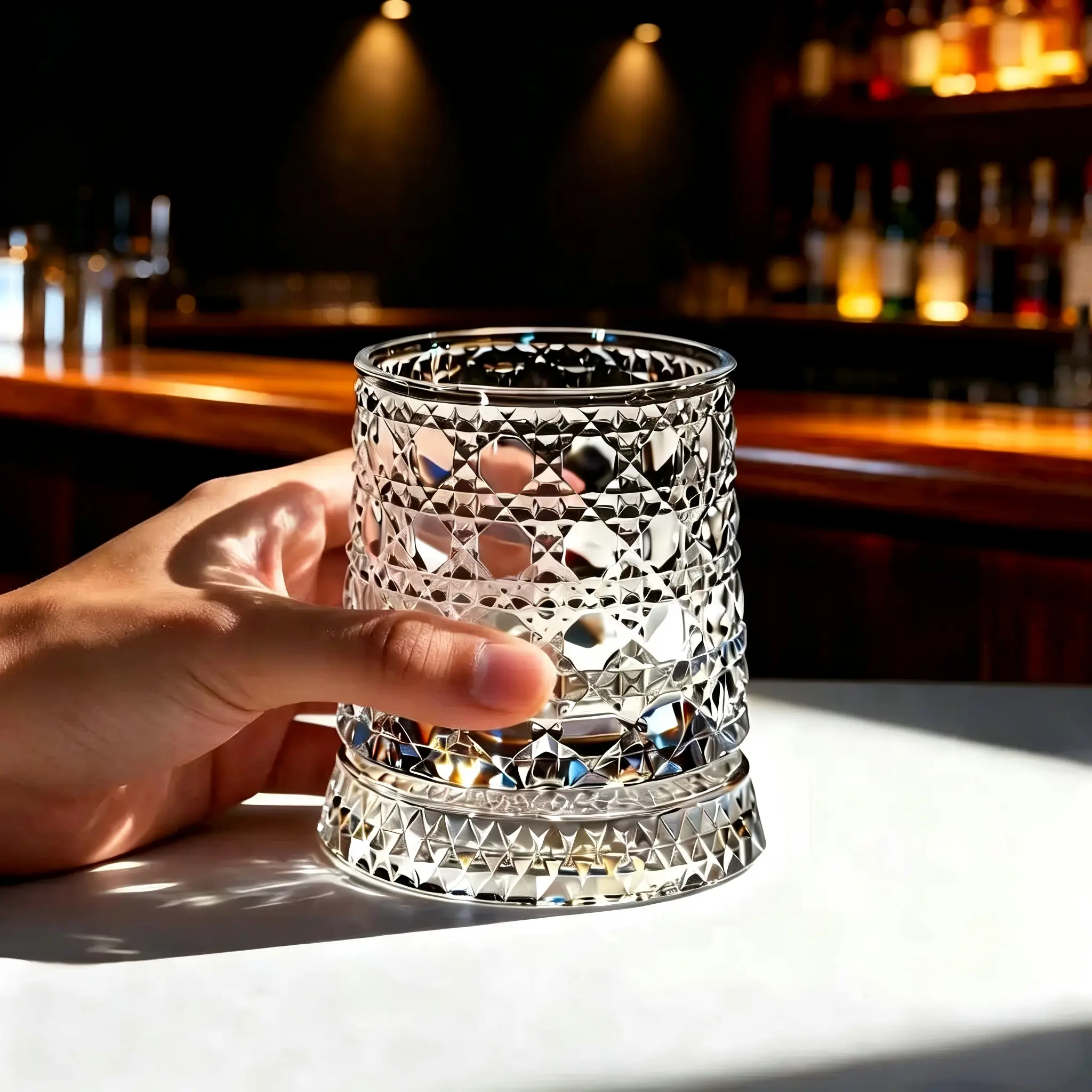 Thickened Classy 360° Spinning Premium Crystal Gift Set - Drinking Accessory Included, Ideal for Anniversary Gifting to Husbands, Christmas Souvenir, Home & Party Supplies