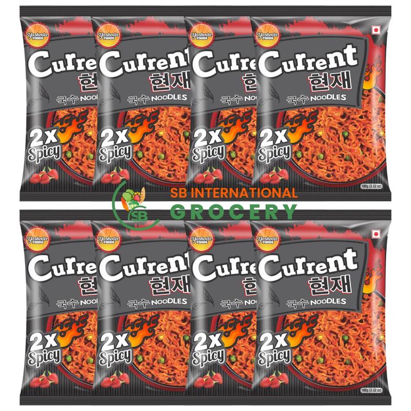 Nepali Current Noodles Spicy Instant Ramen - Hot & Spicy Flavor Pack of 8 - Quick Prep Instant Food Snacks - Authentic Nepali Taste - Variety Pack for Families or Parties