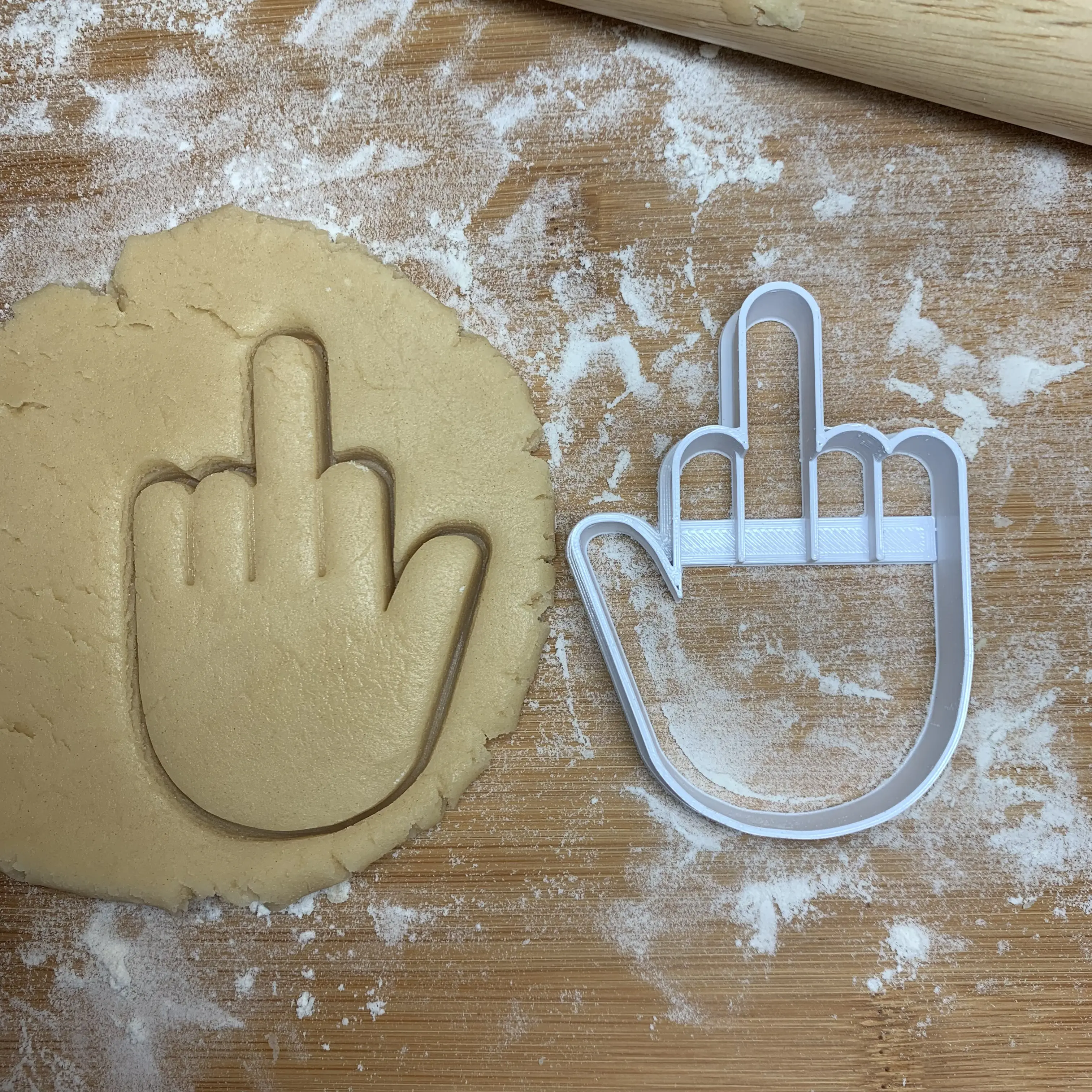 Middle Finger Cookie Cutter - 3D Printed Plastic Tin Middle Finger Cookie Cutter - 3D Printed Plastic Tin
