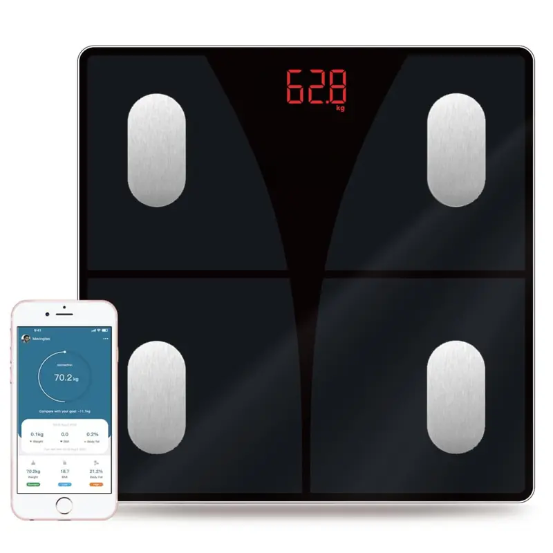 Scale for Body Weight and Fat Percentage, Digital Bathroom Smart Bluetooth Scale LED Display, 15 Body Composition Analyzer Baby Weight BMl Health Monitor Sync with App 400lbs - Black