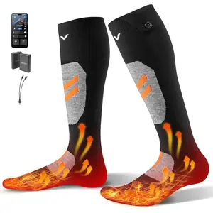 VEVOR Heated Socks,5000mAh Battery Rechargeable Heating Socks with 4 Heating Levels, Electric Heated Sock with APP Control for Men Women, Foot Warmer for Hunting Riding Camping Hiking