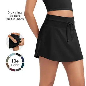 ODODOS Women's Drawstring Tie Skorts with Built-in Shorts, Ball Pocket for Athletic, Golf, Tennis Daily Wear summerwins
