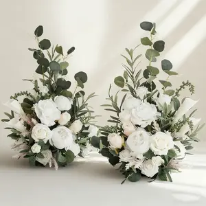 2pcs Set Artificial Floral Arrangements, for Fall Wedding Aisle Chairs, Ceremonies, Banquets, Outdoor Parties, Valentine's Day, Anniversaries and Home Decor