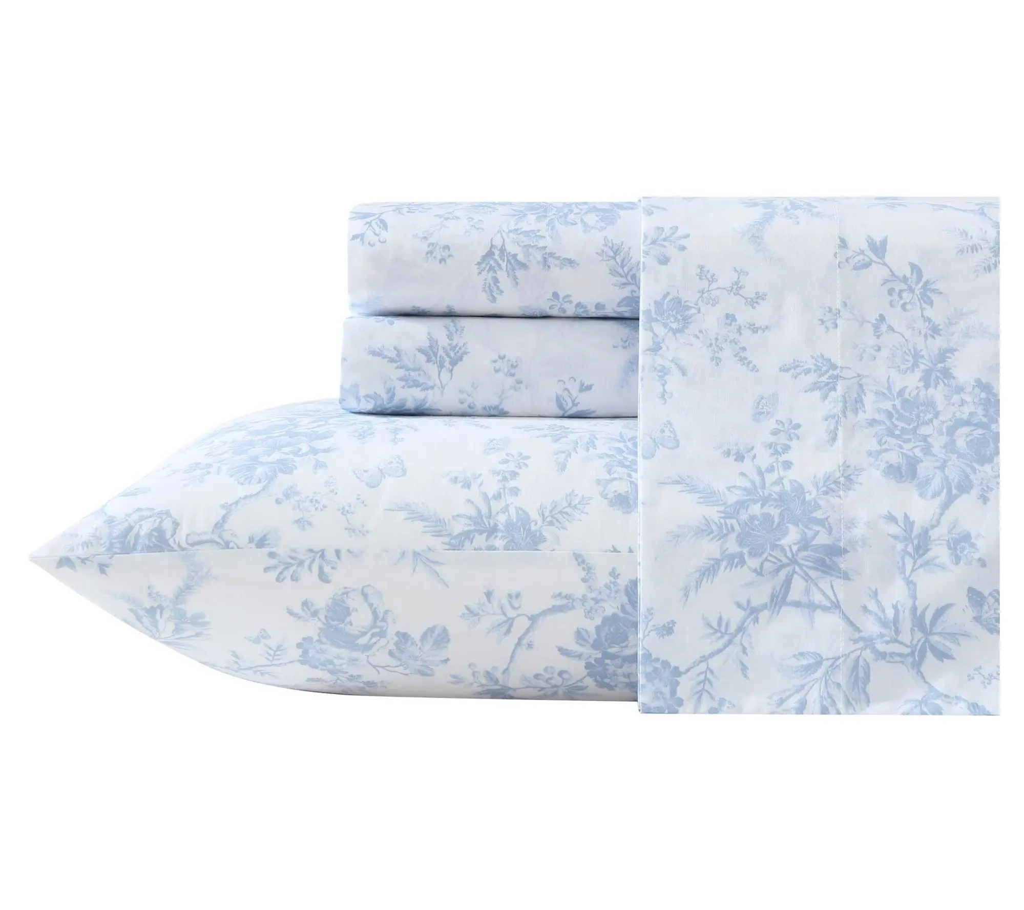 Laura Ashley Walled Garden Blue Cotton Percale King Sheet Set Laura Ashley Walled Garden Blue Cotton Percale King Sheet Set