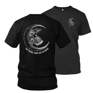 Tactical Night Ops Skull T-Shirt 2 Sided, NVG Moon Warrior Graphic Quote Design, Premium Cotton Blend, Unisex Fit for Men and Women, Gift for Veterans Soldiers