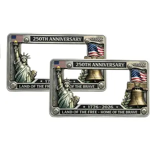 Wmool 250th Anniversary Commemorative License Plate Frame United States 250 Year American Car Plate Frame License Plate Holder Aluminum License Plate Frame Fits Standard