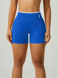 Women's Seamless High-Waisted Yoga Shorts, Colorblock Design, Butt Lifting & Tight Fit, Ideal for Running & Gym Workouts, Yoga Activewear