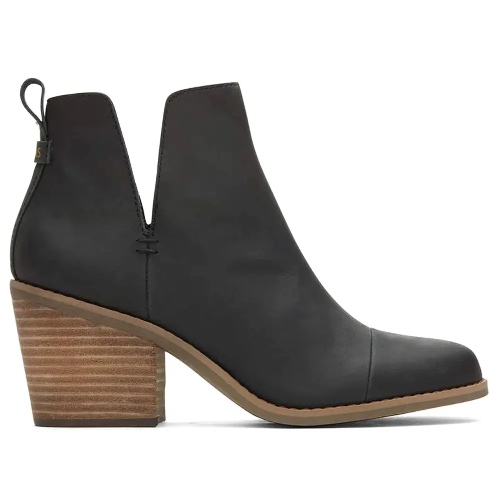 TOMS Womens Everly Pull On Casual Boots Ankle Mid Heel 2-3" - Black